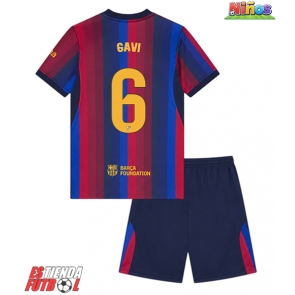 Barcelona Paez Gavi #6 Primera Equipación Niños 2026-27 Manga Corta (+ Pantalones cortos)